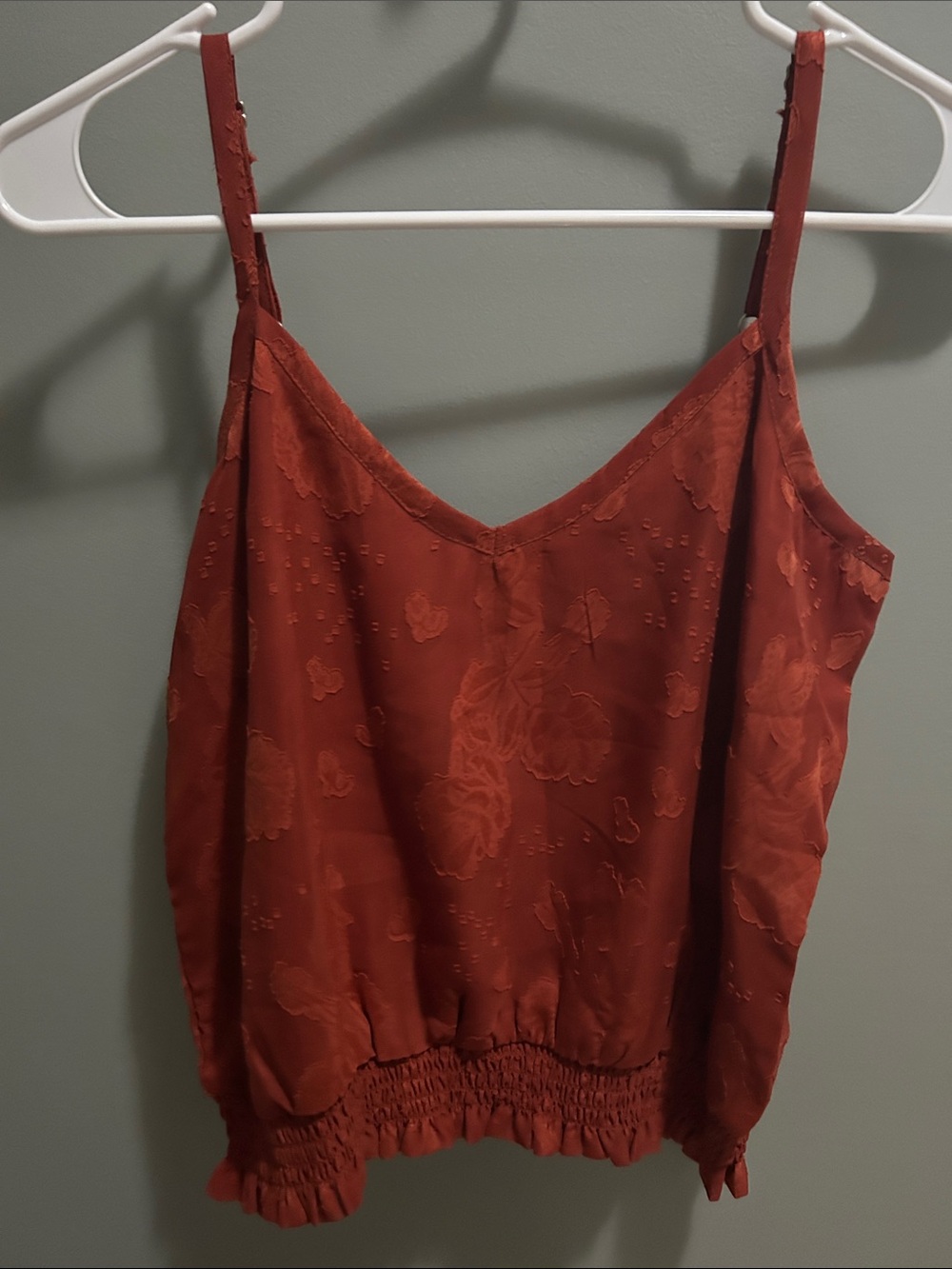 Rust Floral Jacquard Satin Cami Top
